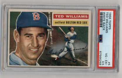 Vintage Ted Williams 1956 Topps baseball card in protective grading case