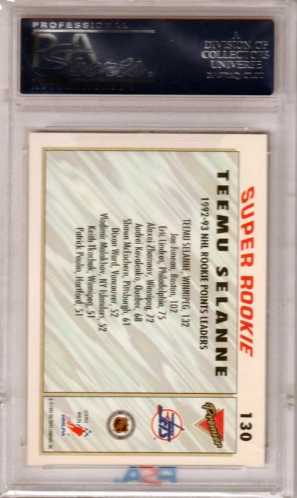 Teemu Selanne 1993 Topps OPC Premier RC in PSA 10 case for single cards Columbia Hobby