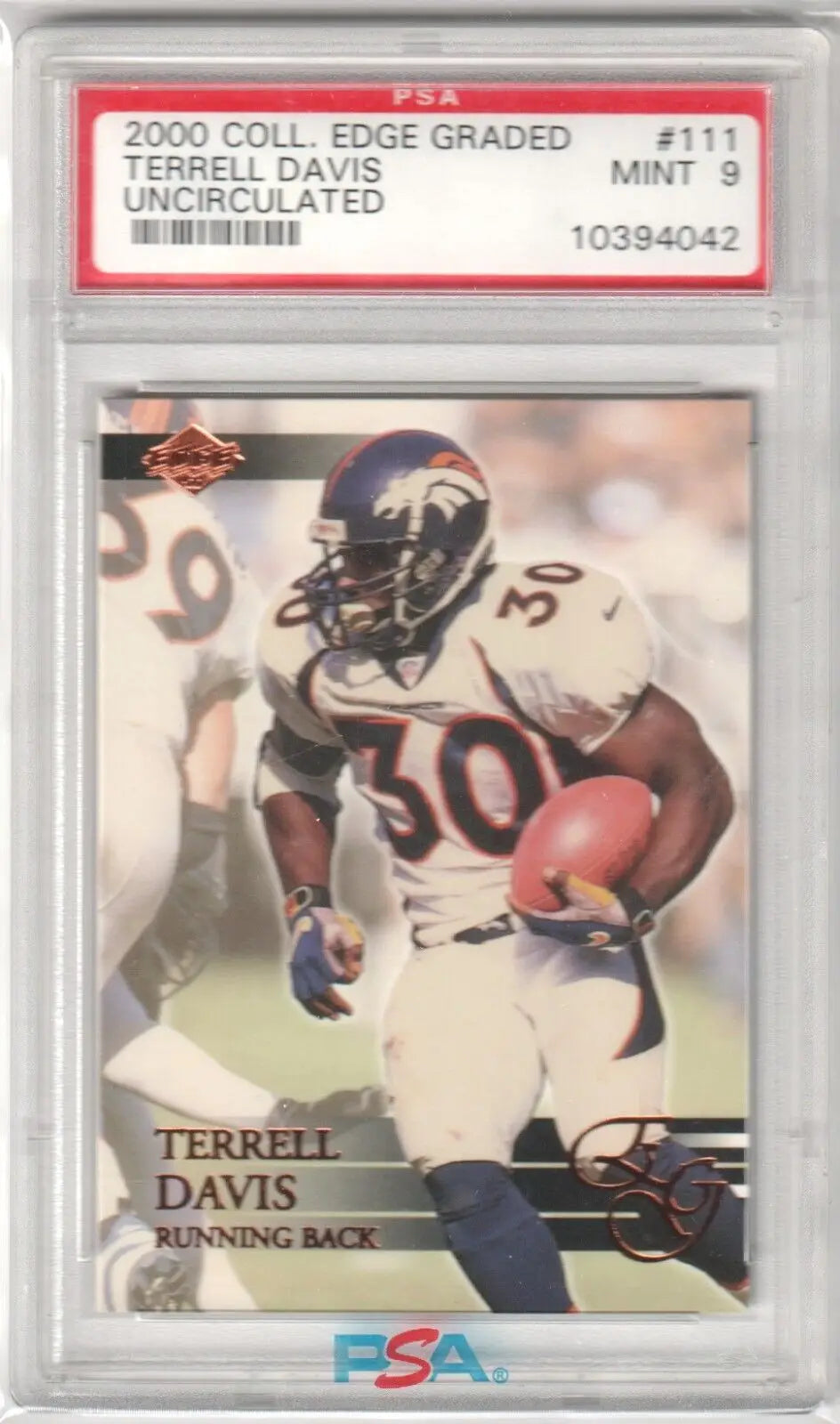 PSA-graded Terrell Davis 2000 Collector’s Edge football card, Denver Broncos #30, single cards