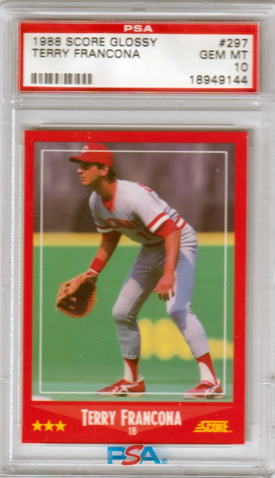 PSA 10 GEM MINT Terry Francona 1988 Score Glossy baseball card for Cincinnati Reds player