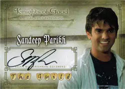 Autographed Sandeep Parikh card featuring Sujan Balakrishnan Goldberg smiling in a light shirt