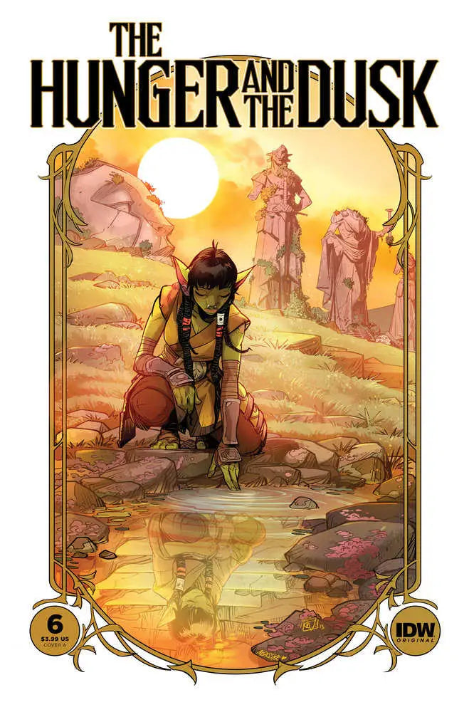 The Hunger and the Dusk #6 Cover A features an adventurer by a sunset pool, perfect for trading cards