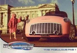 Pink retro bus with rounded front featured on The Thunderbirds Are Go promo card