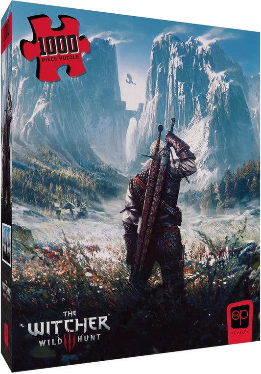 1000-piece puzzle box featuring The Witcher 3: Wild Hunt artwork for fans and collectors