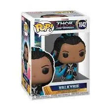 Valkyrie Funko Pop from Thor Love and Thunder in blue and black armor