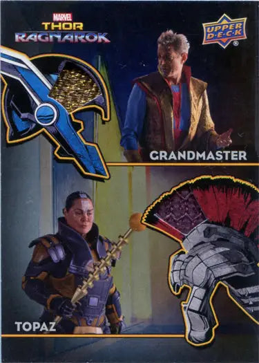 Thor Ragnarok Movie AD-6 Costume Card featuring Grandmaster and Topaz trading card