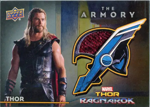 Trading card of Chris Hemsworth as Thor with emblem from Thor Ragnarok movie