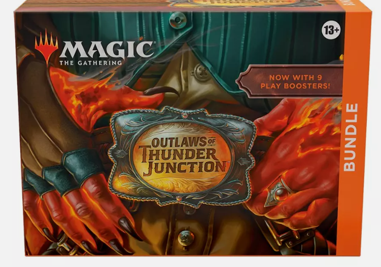 Magic: The Gathering Outlaws of Thunder Junction Bundle Box with life counter and trading cards