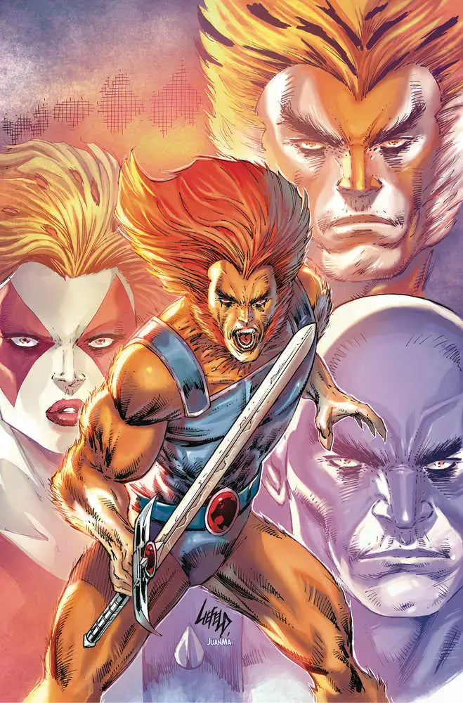 Fierce superhero with wild hair and sword in Thundercats #1 Cover on Third Earth