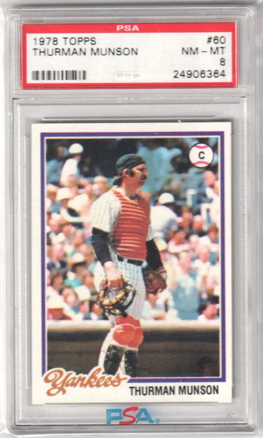 PSA-graded 1978 Topps Thurman Munson Yankees catcher card available at Columbia Hobby