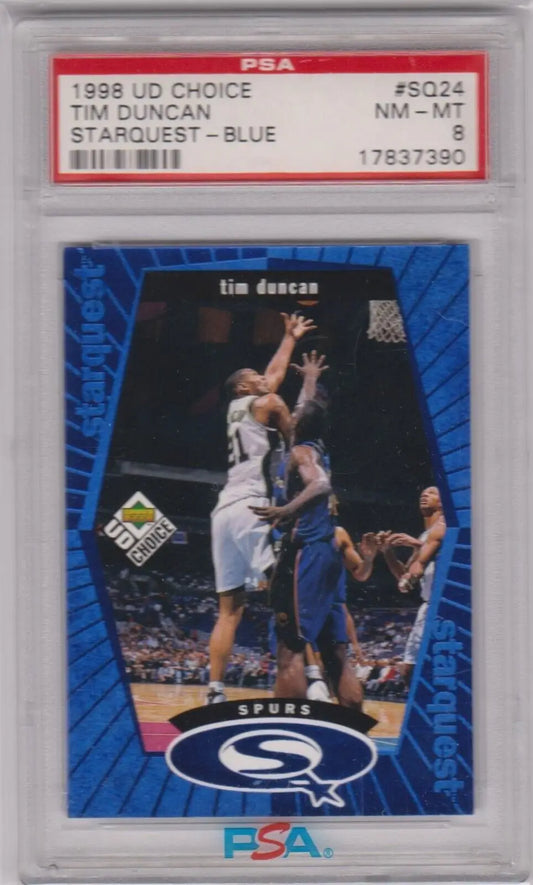 PSA-graded 1998 UD Choice Starquest Blue Tim Duncan card from Columbia Hobby with free shipping