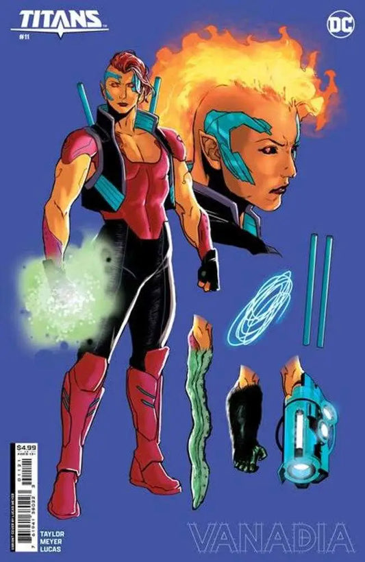 Vanadia comic book cover art with energy effects for Titans #11 trading card variant