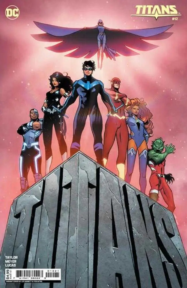 Titans #12 Cover C Lee Garbett Card Stock Variant with Titans superhero team atop TITANS letters