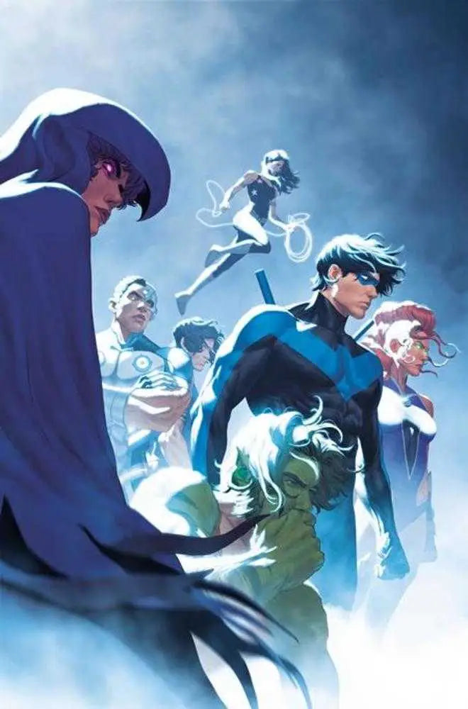 Dynamic comic book artwork of young superheroes on Titans #14 Iulis Card Stock Variant