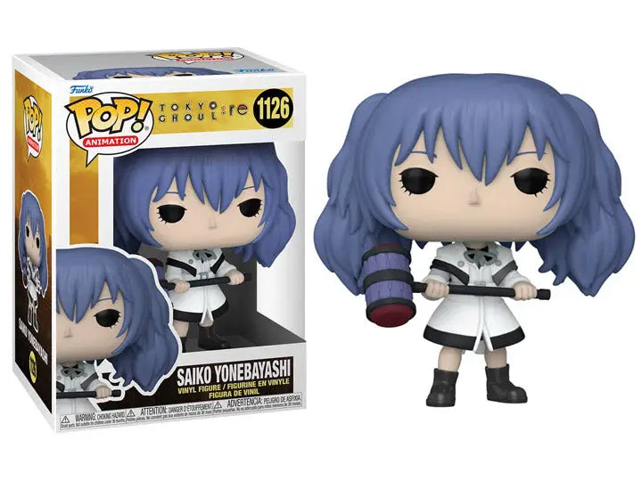 Funko Pop! Saiko Yonebayashi figure from Tokyo Ghoul with blue hair in white uniform