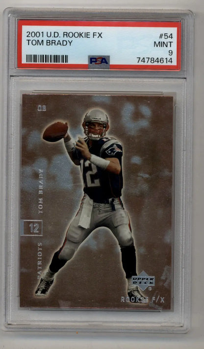 Tom Brady 2001 Upper Deck Rookie FX #54 PSA 9 Mint in protective case for trading cards