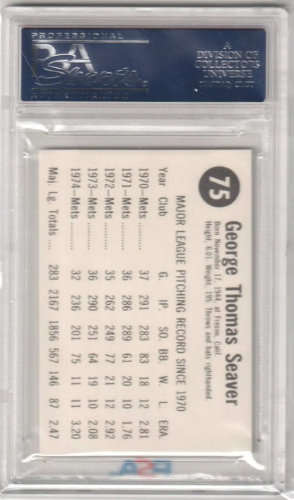 PSA 10 Gem Mint TOM SEAVER 1975 Hostess #75 single card in protective case from Columbia Hobby