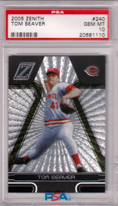 PSA 10 Tom Seaver 2005 Donruss Zenith baseball card of Cincinnati Reds pitcher