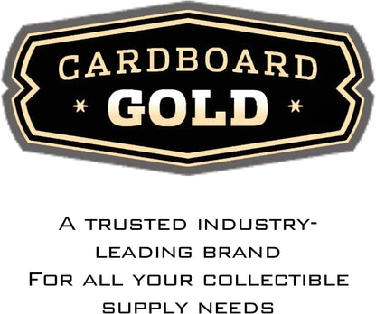 Black and gold CARDBOARD GOLD logo badge for Toploader Collector Bundle card protection