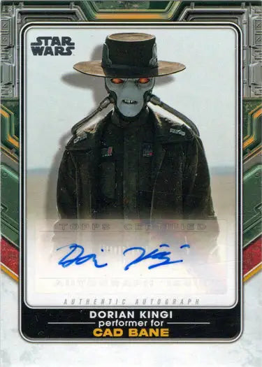 Duros bounty hunter trading card featuring Dorian Kingi from Topps 2022 Autograph Card