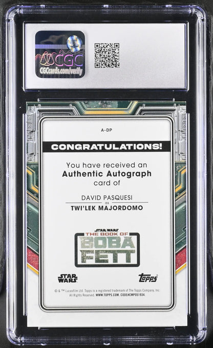 Graded Topps 2022 Star Wars Boba Fett Autograph Card by David Pasquesi CGC 9.5 Mint+