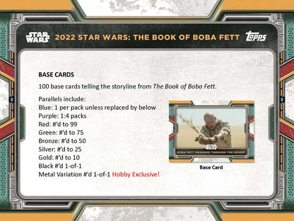 Trading card information panel for Star Wars Boba Fett showing base and parallel variants