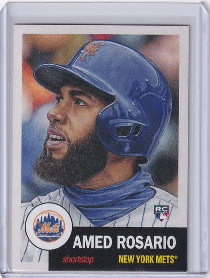 TOPPS BASEBALL LIVING SET #23 Amed Rosario New York Mets player wearing blue helmet