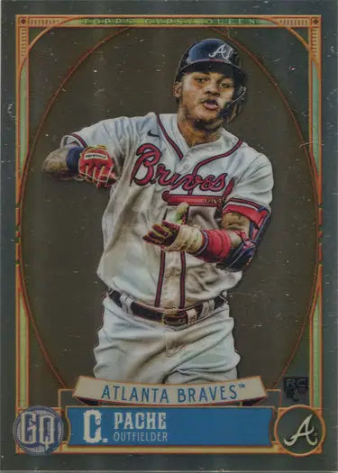 Baseball card of Cristian Pache in batting stance from Topps Gypsy Queen Chrome Boxtopper Card