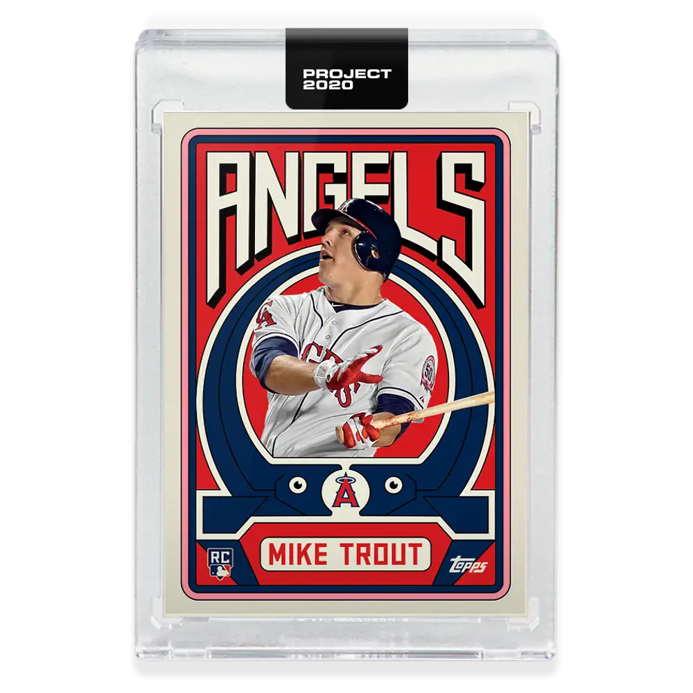 Baseball card of Mike Trout in Topps Project display case by Grotesk Angels