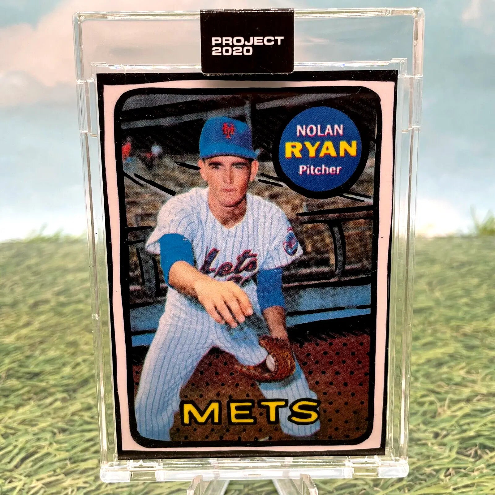 Nolan Ryan baseball card from Topps Project 2020 featuring New York Mets design