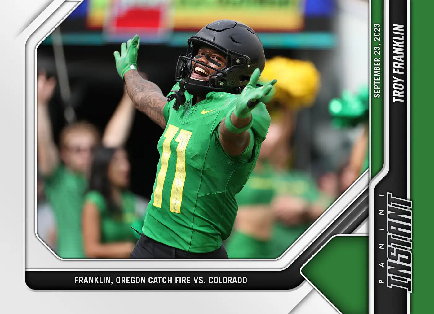 Troy Franklin Panini Instant trading card from Oregon Ducks CFB game 9/23/23