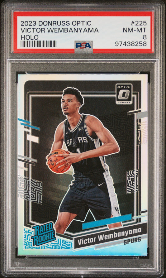 Victor Wembanyama 2023 Donruss Optic Holo #225 PSA 8 Nm-Mint San Antonio Spurs card