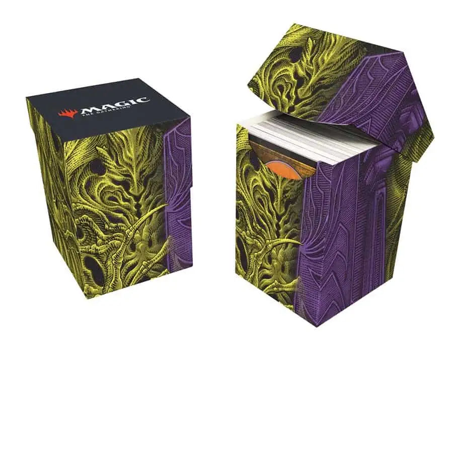 Ultra PRO Magic The Gathering deck box in green and purple with rigid polypropylene materials