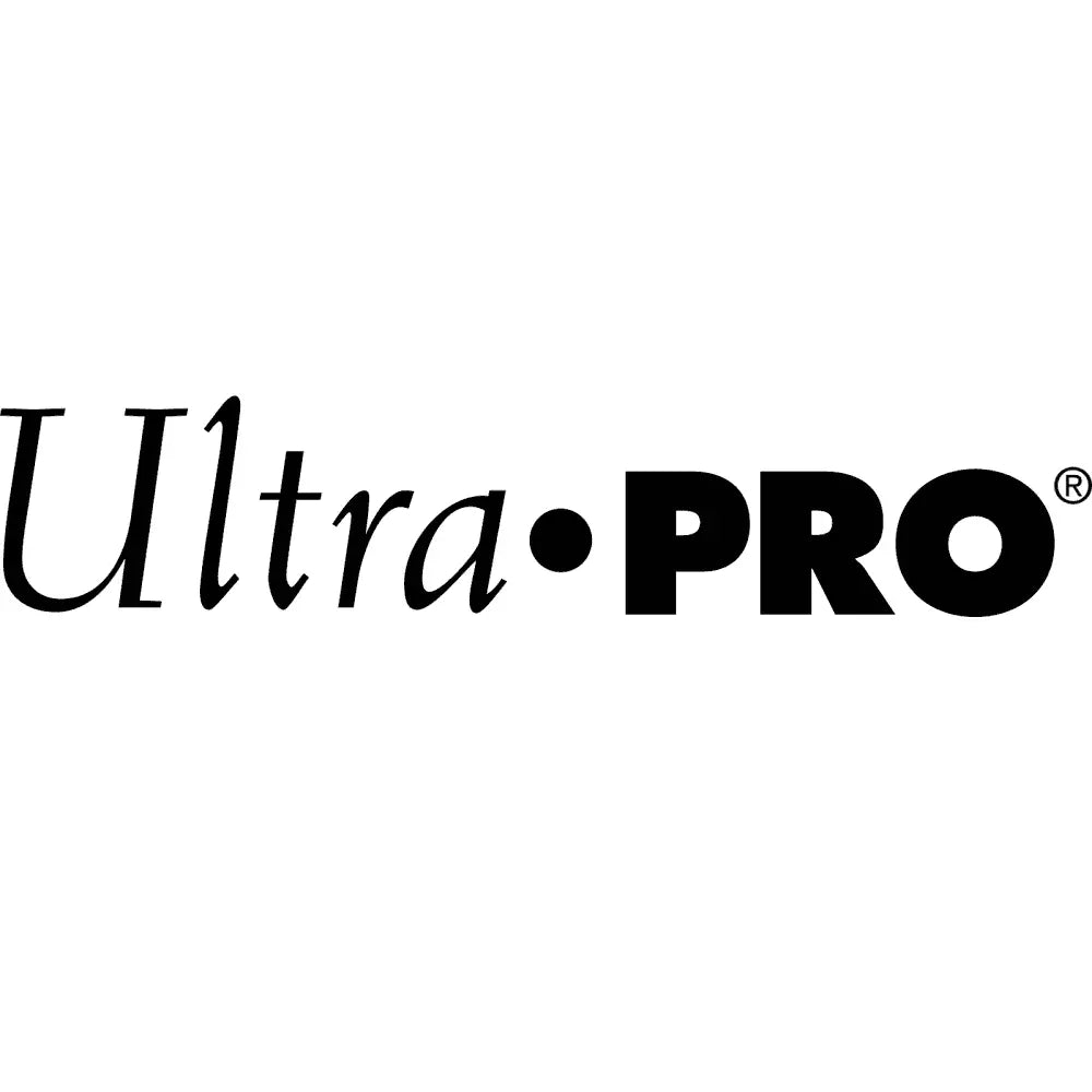 Black and white Ultra Pro logo with bullet point, featured on rigid polypropylene deck box