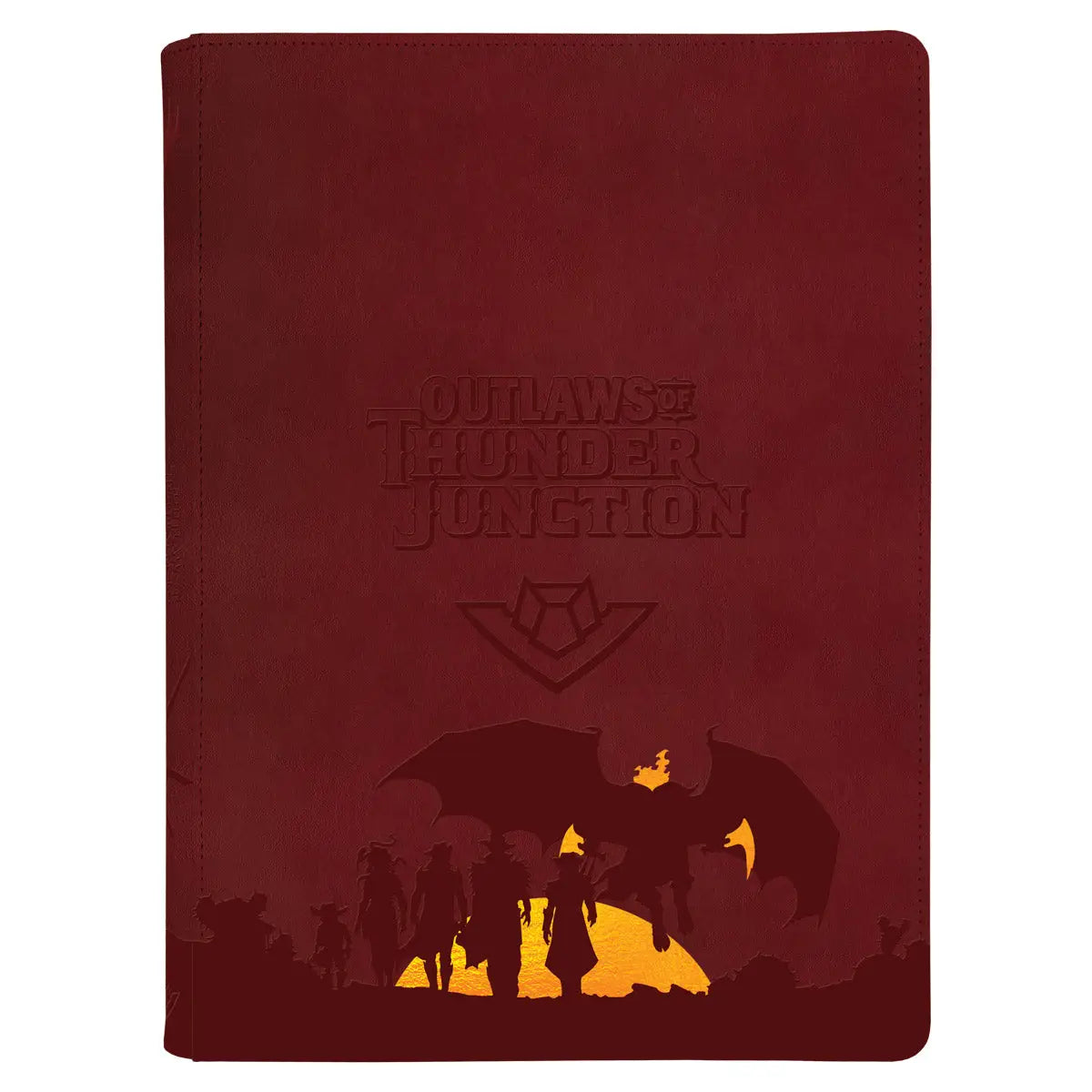 Burgundy leather-bound journal with nativity scene, ideal for Thunder Junction collectors