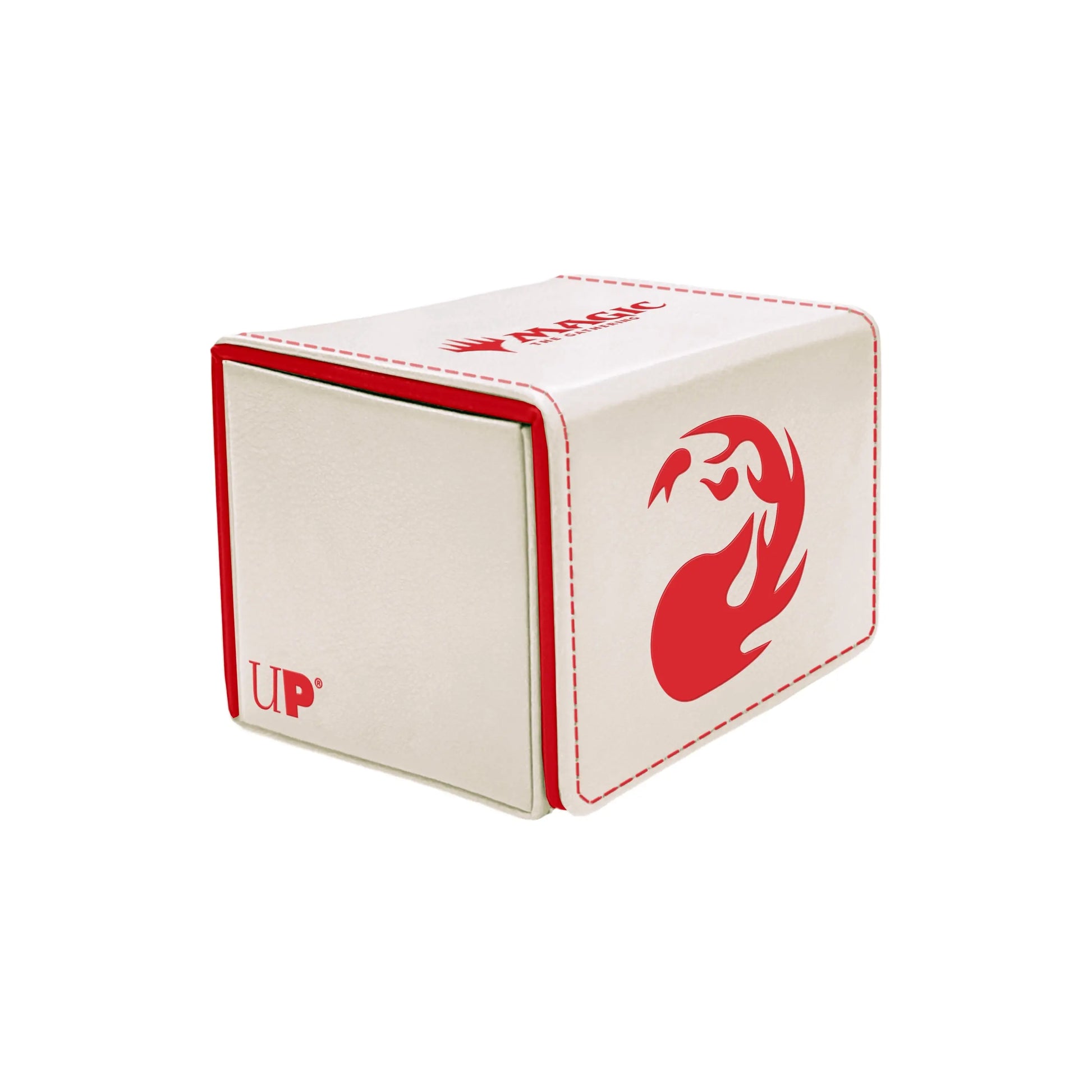 White and red Alcove Edge Deck Box featuring a stylized dragon logo