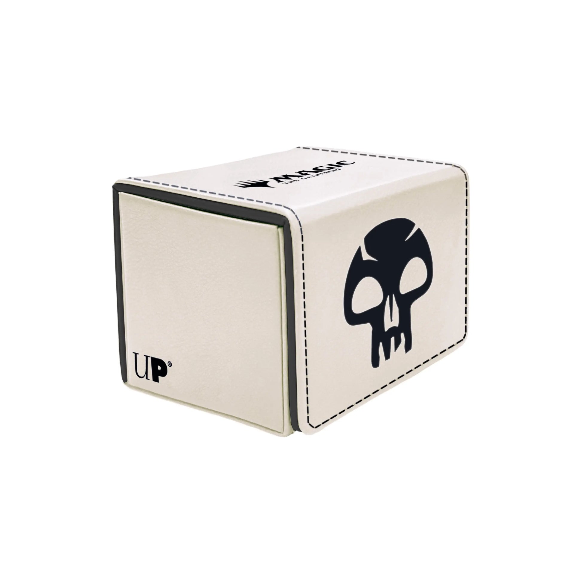 White Alcove Edge Deck Box with black skull design for Ultra PRO Mana 8