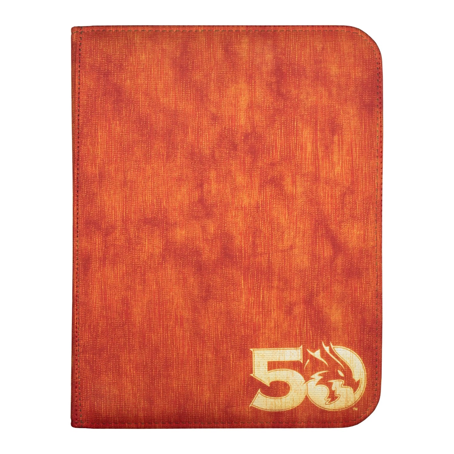 Red leather portfolio with 50th anniversary logo for Dungeons & Dragons campaign journal