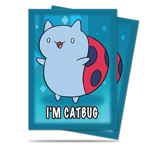 Cartoon cat-ladybug character with I’M CATBUG text on Ultra PRO Bravest Warriors sleeves