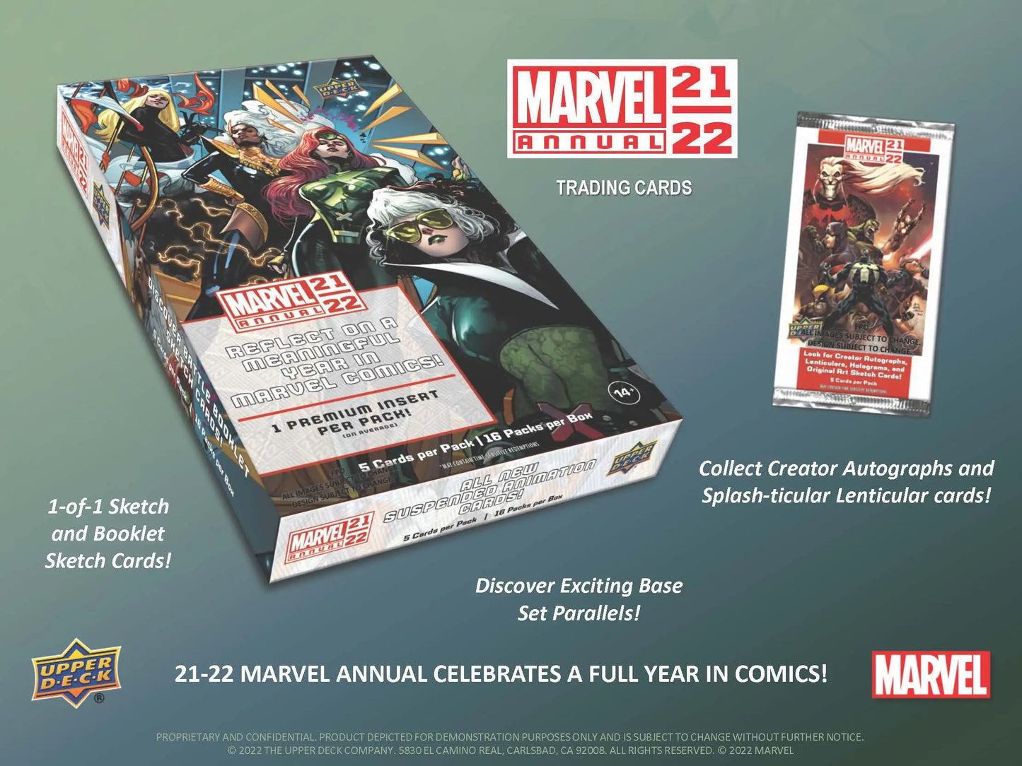 Upper Deck Marvel Annual 2021-22 Hobby Box featuring superhero trading cards