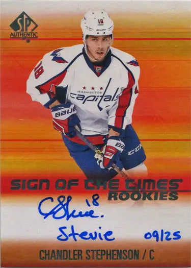 Autographed Washington Capitals trading card with orange background from Upper Deck SP Auth