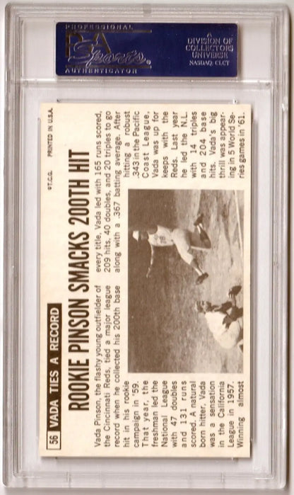 Vintage Baseball Newspaper Clipping in PSA Holder for VADA PINSON 1964 Topps Giants Single Card