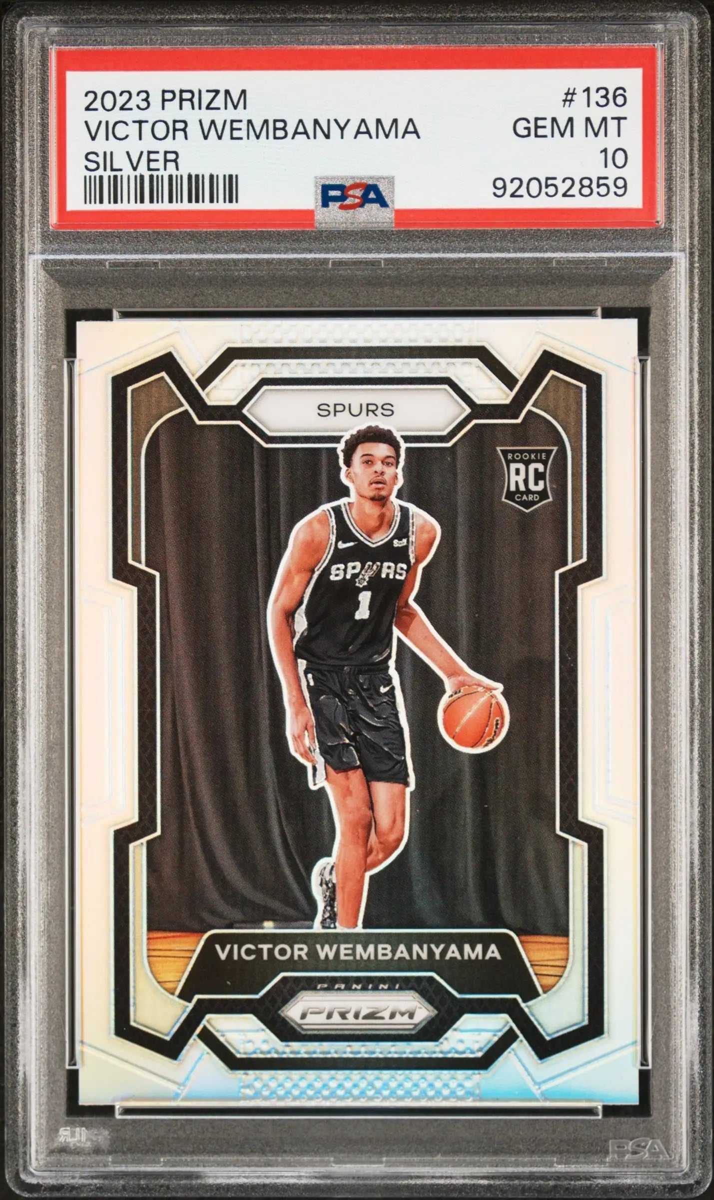 Victor Wembanyama 2023 Panini Prizm #136 Silver Prizm PSA Gem Mint 10 basketball card