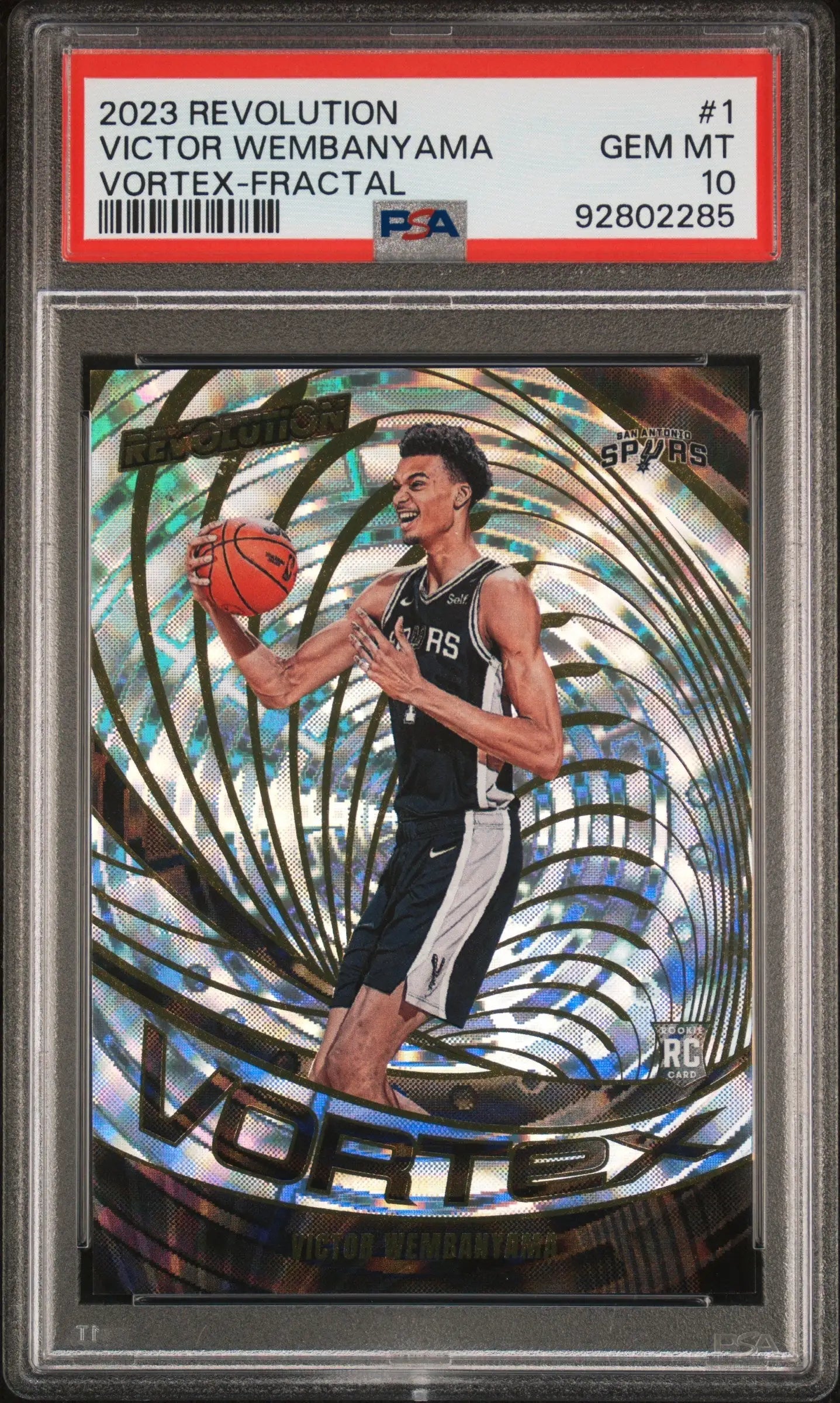 PSA 10 Gem Mint Victor Wembanyama Panini Revolution Vortex Fractal basketball card