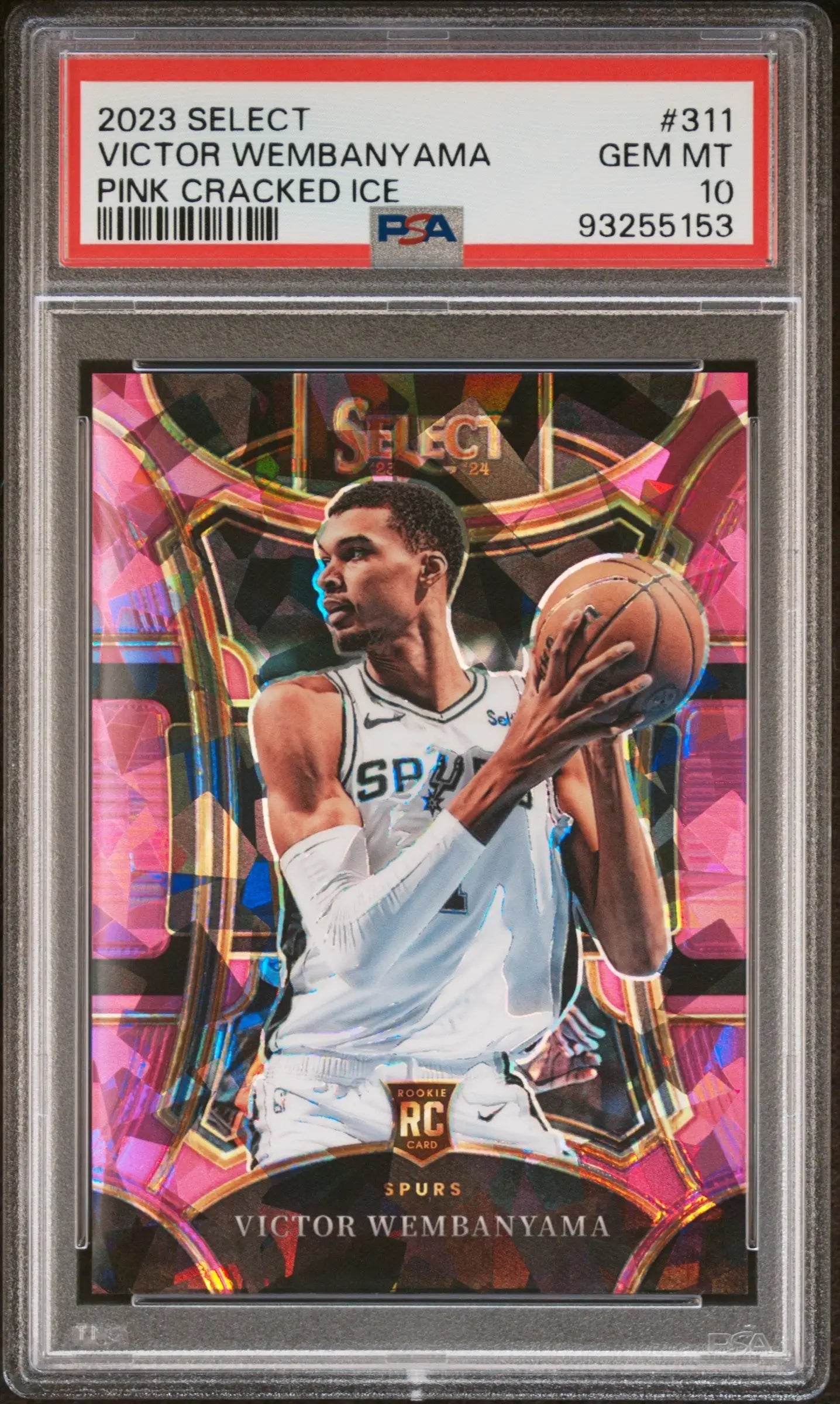 PSA 10 Gem Mint Victor Wembanyama 2023 Select Pink Cracked Ice basketball card