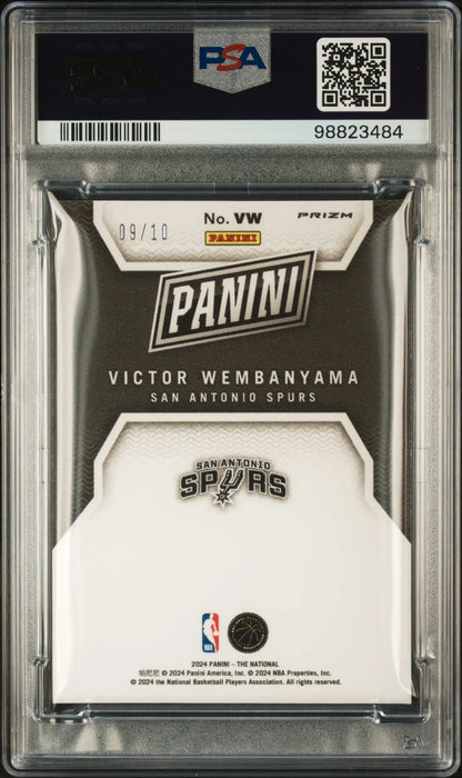 PSA-graded Panini San Antonio Spurs card, Victor Wembanyama National Silver Pack Insert 10/10