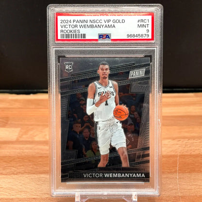 Graded Victor Wembanyama rookie card from 2024 Panini National VIP Gold collection