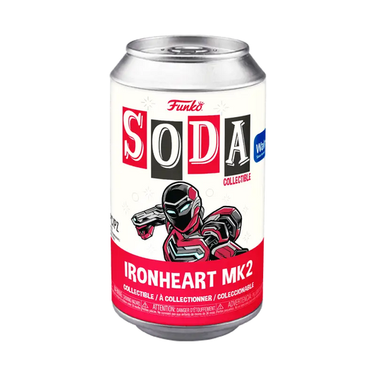 Funko Soda collectible can featuring Ironheart MK2 from Walmart Exclusive Vinyl Soda collection