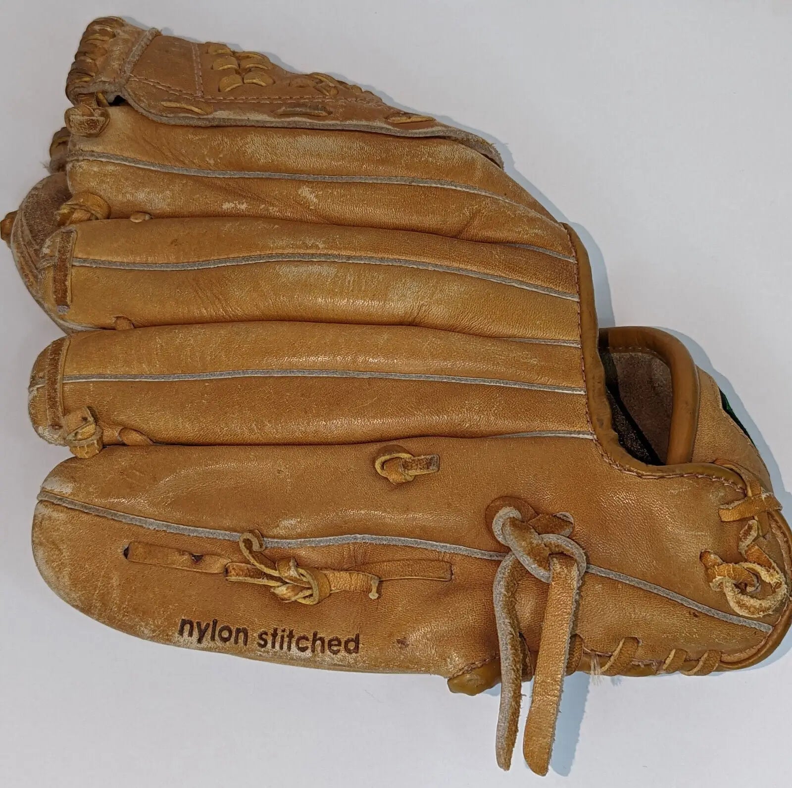 Worn tan leather baseball glove from VTG Sears Roebuck Ted Williams Signature Model