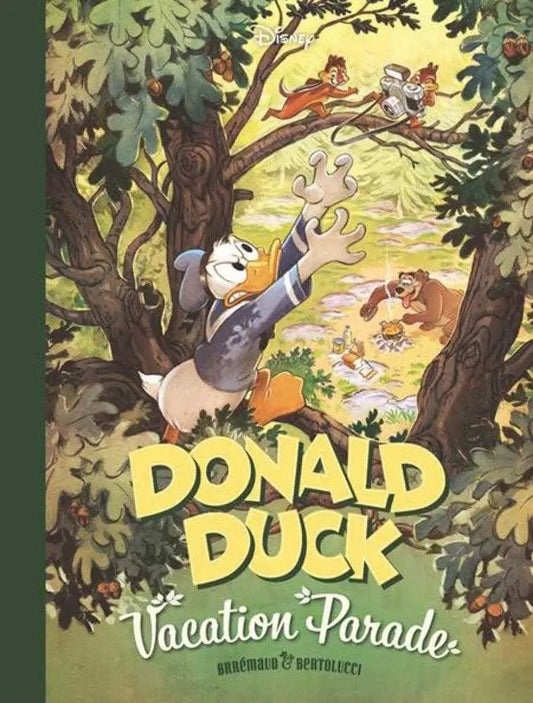 Vintage Donald Duck book cover featuring him chasing chipmunks by Deric Br Maud